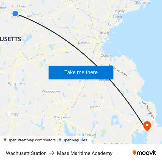 Wachusett Station to Mass Maritime Academy map