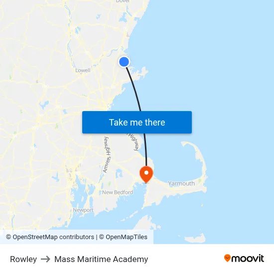 Rowley to Mass Maritime Academy map