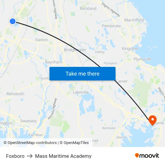 Foxboro to Mass Maritime Academy map