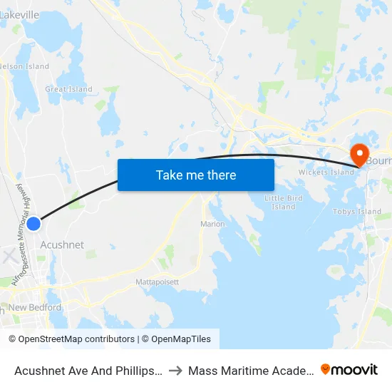 Acushnet Ave And Phillips Rd to Mass Maritime Academy map
