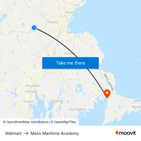 Walmart to Mass Maritime Academy map