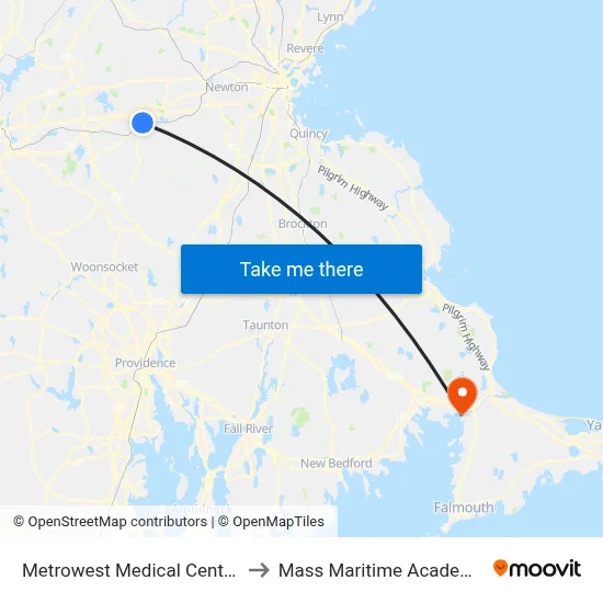 Metrowest Medical Center to Mass Maritime Academy map