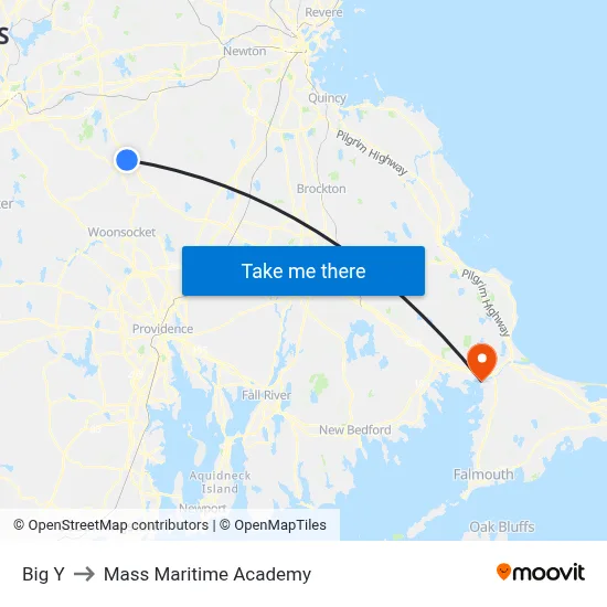 Big Y to Mass Maritime Academy map