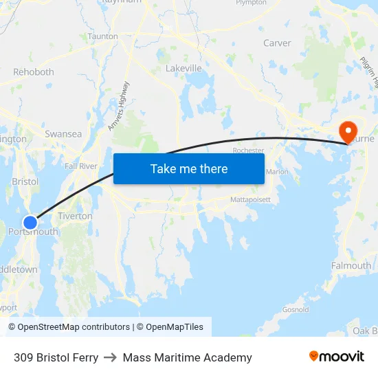 309 Bristol Ferry to Mass Maritime Academy map