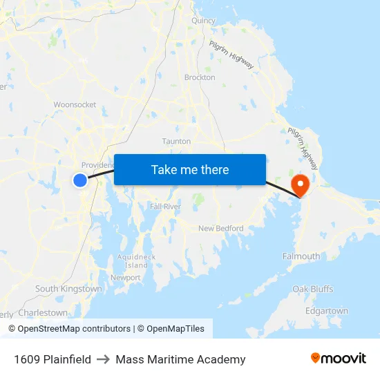 1609 Plainfield to Mass Maritime Academy map