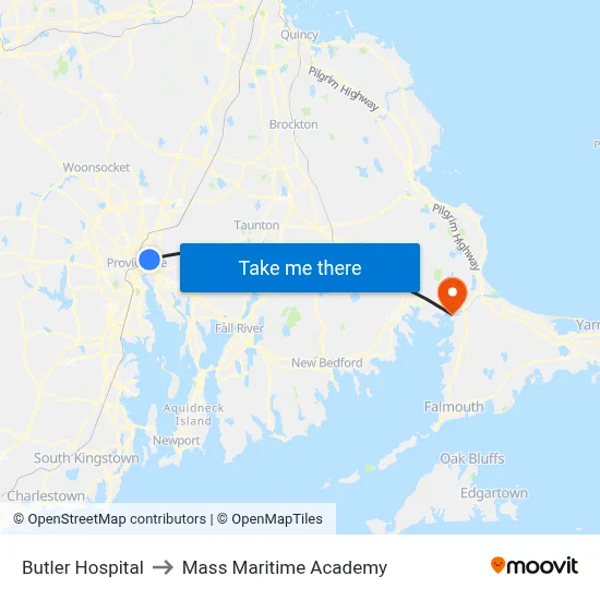 Butler Hospital to Mass Maritime Academy map