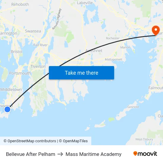 Bellevue After Pelham to Mass Maritime Academy map