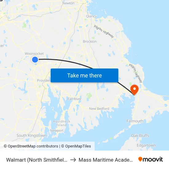Walmart (North Smithfield) to Mass Maritime Academy map