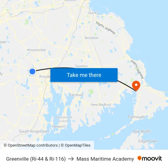 Greenville (Ri-44 & Ri-116) to Mass Maritime Academy map