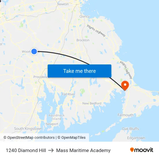 1240 Diamond Hill to Mass Maritime Academy map