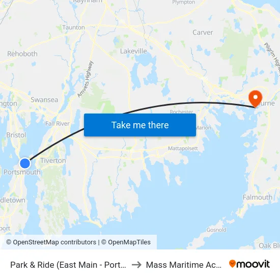 Park & Ride (East Main - Portsmouth) to Mass Maritime Academy map