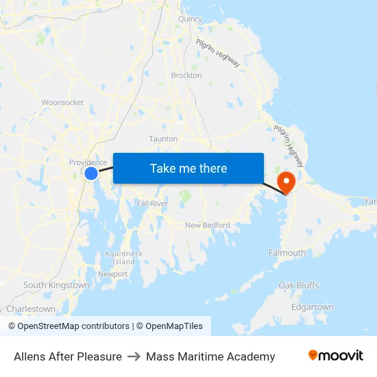 Allens After Pleasure to Mass Maritime Academy map