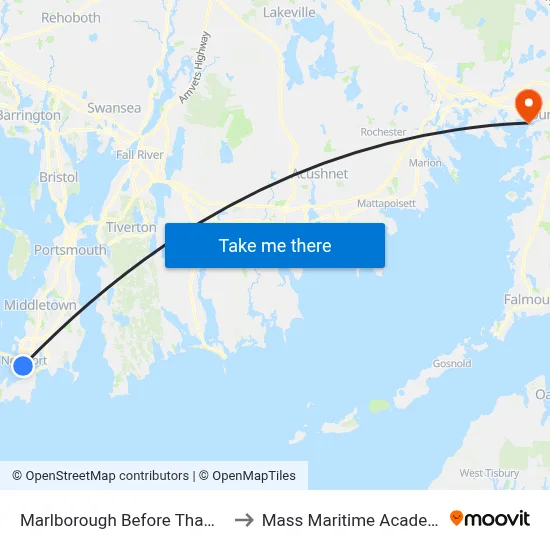 Marlborough Before Thames to Mass Maritime Academy map