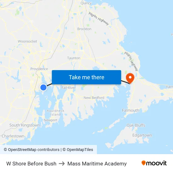 W Shore Before Bush to Mass Maritime Academy map