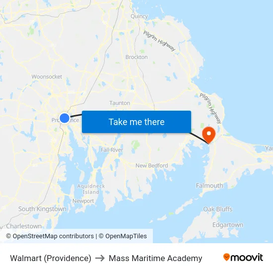 Walmart (Providence) to Mass Maritime Academy map