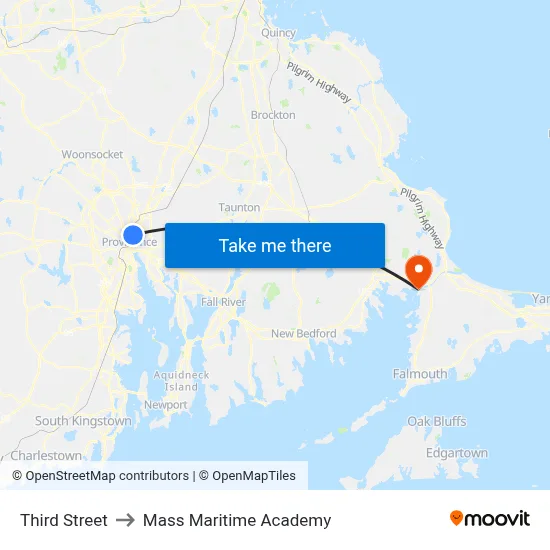 Third Street to Mass Maritime Academy map