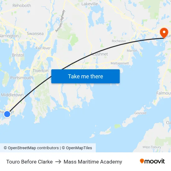 Touro Before Clarke to Mass Maritime Academy map