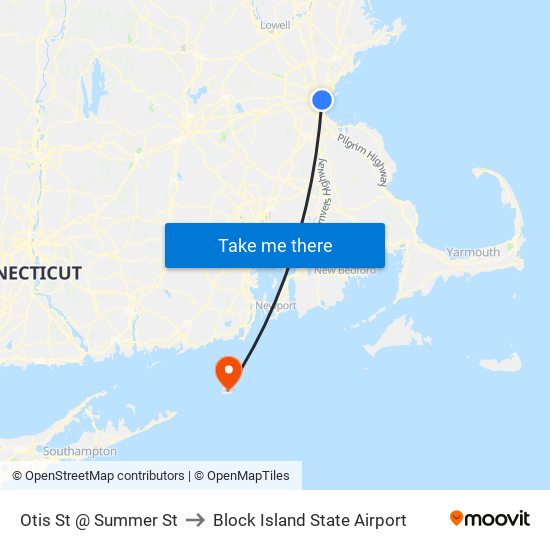 Otis St @ Summer St to Block Island State Airport map