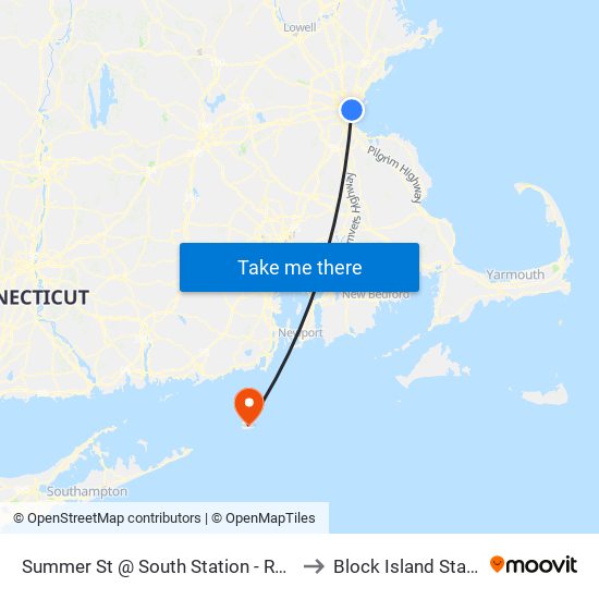 Summer St @ South Station - Red Line Entrance to Block Island State Airport map