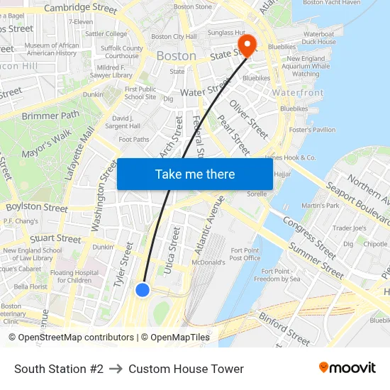 South Station #2 to Custom House Tower map
