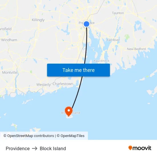 Providence to Block Island map