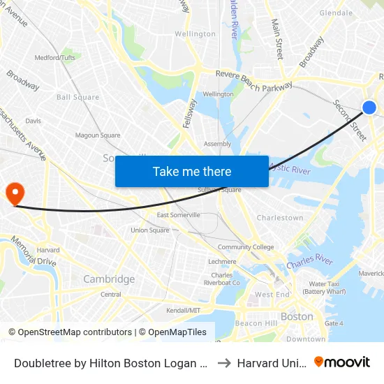 Doubletree by Hilton Boston Logan Airport Chelsea to Harvard University map