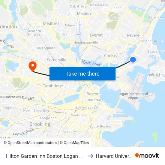 Hilton Garden Inn Boston Logan Airport to Harvard University map