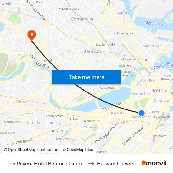 The Revere Hotel Boston Common to Harvard University map