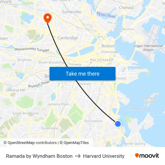 Ramada by Wyndham Boston to Harvard University map