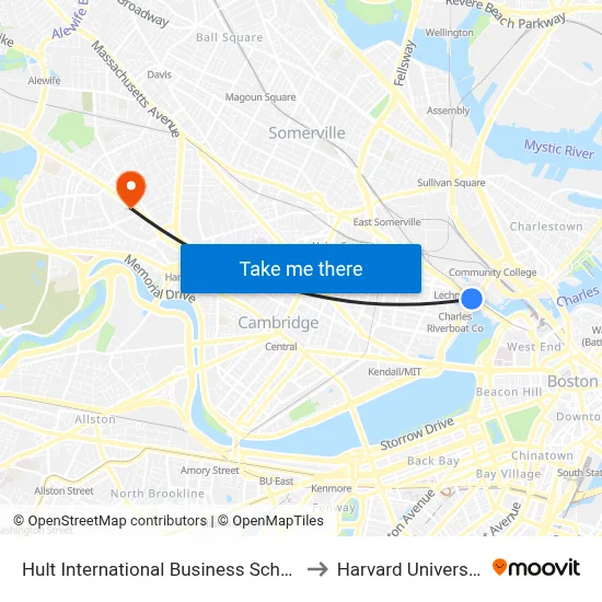 Hult International Business School to Harvard University map