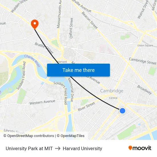 University Park at MIT to Harvard University map