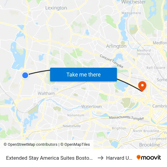 Extended Stay America Suites Boston Waltham 52 4th Ave to Harvard University map