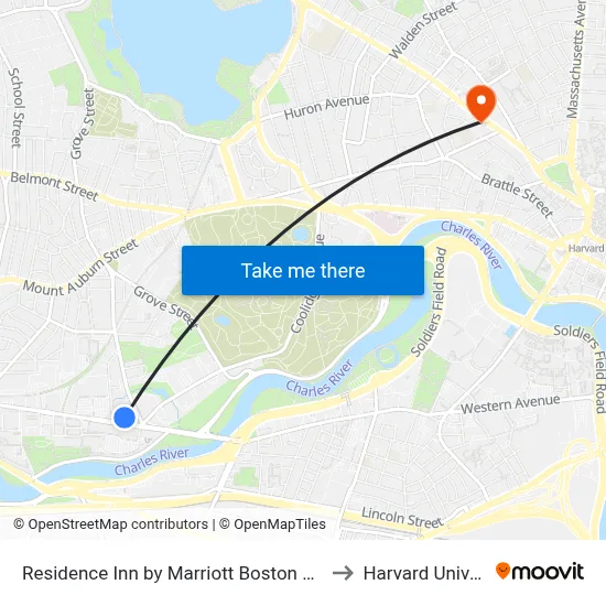 Residence Inn by Marriott Boston Watertown to Harvard University map