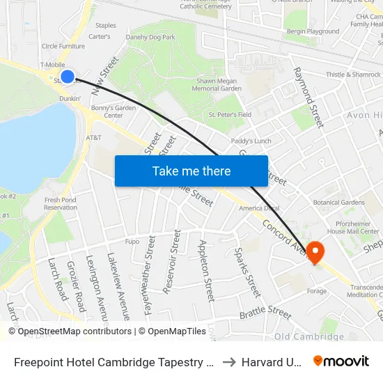 Freepoint Hotel Cambridge Tapestry Collection by Hilton to Harvard University map