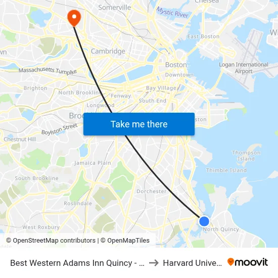 Best Western Adams Inn Quincy - Boston to Harvard University map