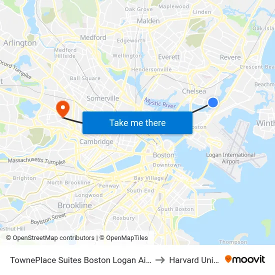 TownePlace Suites Boston Logan Airport/Chelsea to Harvard University map
