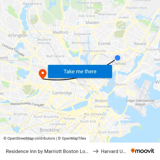 Residence Inn by Marriott Boston Logan Airport Chelsea to Harvard University map