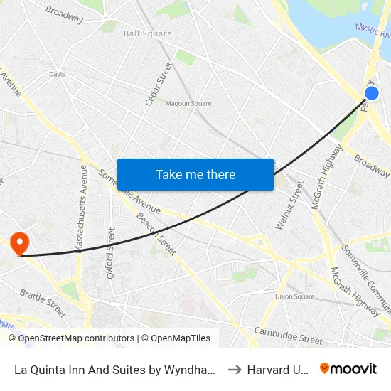 La Quinta Inn And Suites by Wyndham Boston Somerville to Harvard University map