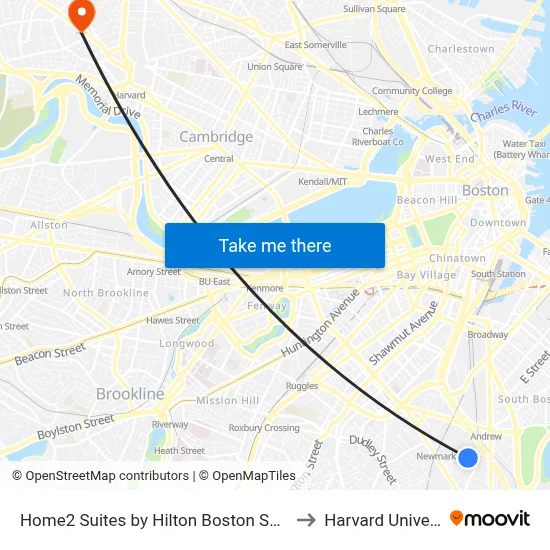 Home2 Suites by Hilton Boston South Bay to Harvard University map