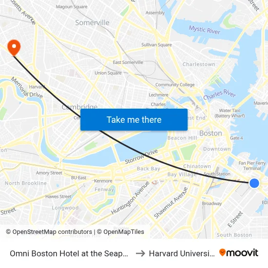 Omni Boston Hotel at the Seaport to Harvard University map