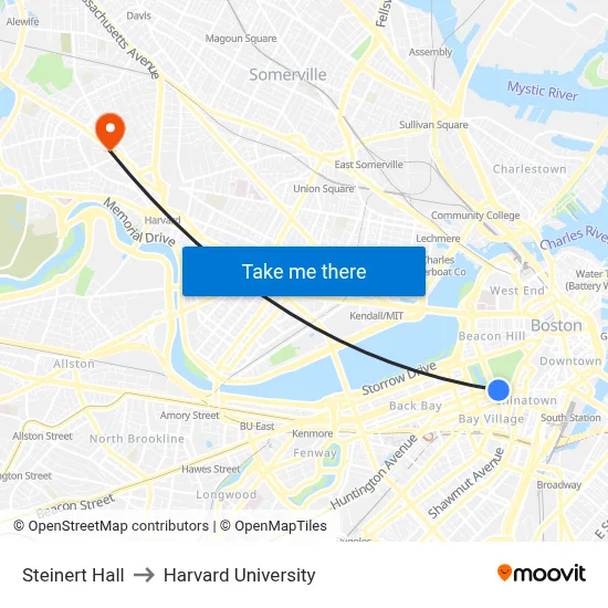 Steinert Hall to Harvard University map