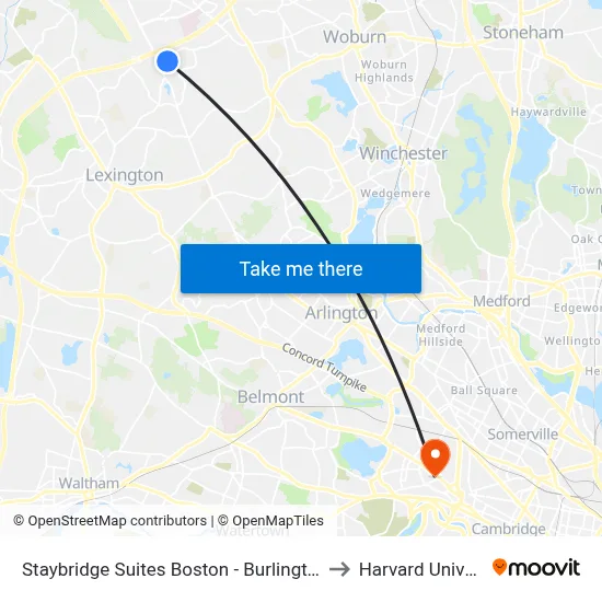 Staybridge Suites Boston - Burlington by Ihg to Harvard University map