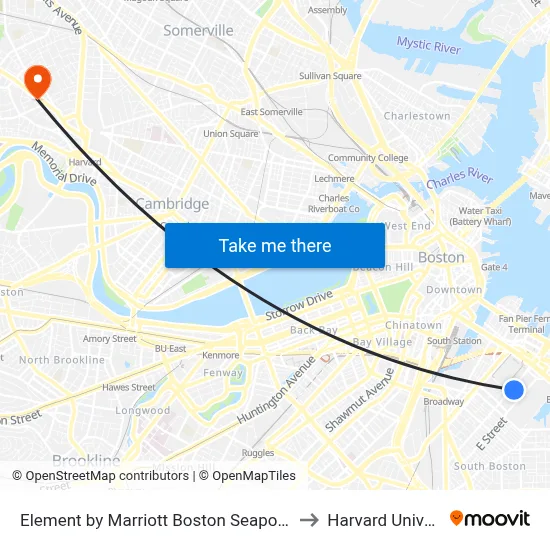 Element by Marriott Boston Seaport District to Harvard University map