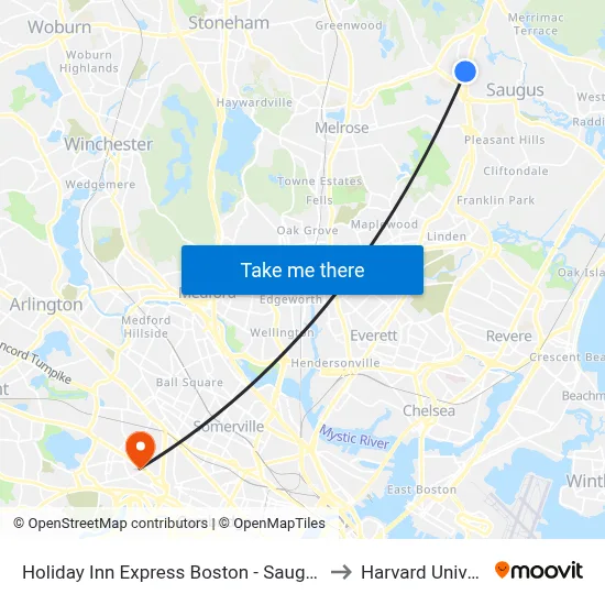 Holiday Inn Express Boston - Saugus by IHG to Harvard University map