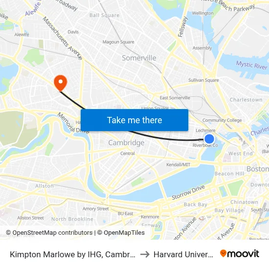 Kimpton Marlowe by IHG, Cambridge to Harvard University map