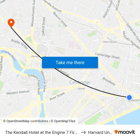 The Kendall Hotel at the Engine 7 Firehouse, Cambridge to Harvard University map