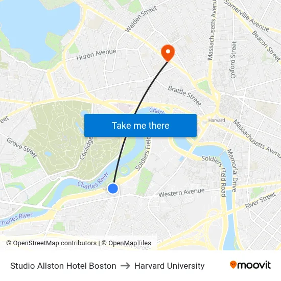 Studio Allston Hotel Boston to Harvard University map
