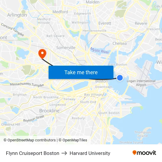Flynn Cruiseport Boston to Harvard University map