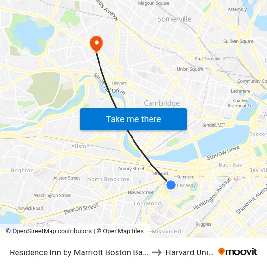 Residence Inn by Marriott Boston Back Bay/Fenway to Harvard University map