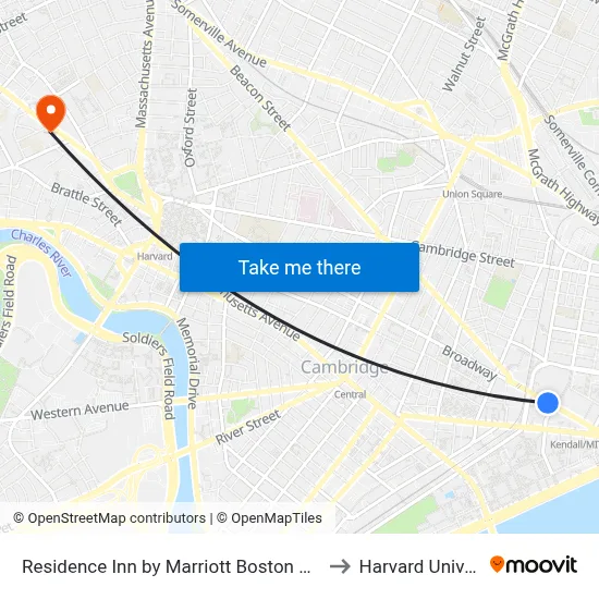 Residence Inn by Marriott Boston Cambridge to Harvard University map